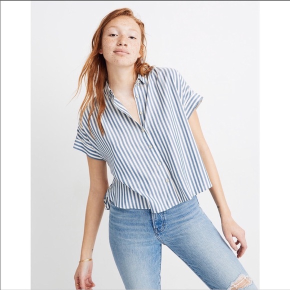Madewell Tops - Madewell Hilltop in Savin Blue White Stripe Top